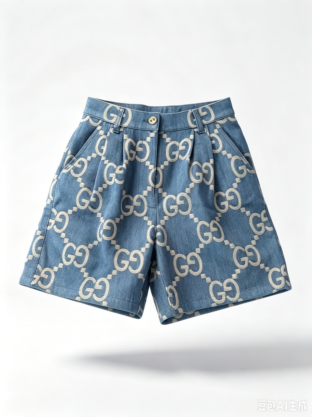 Gucci Blue Denim GG-Print  Shorts